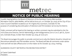 Notice of Public Hearing