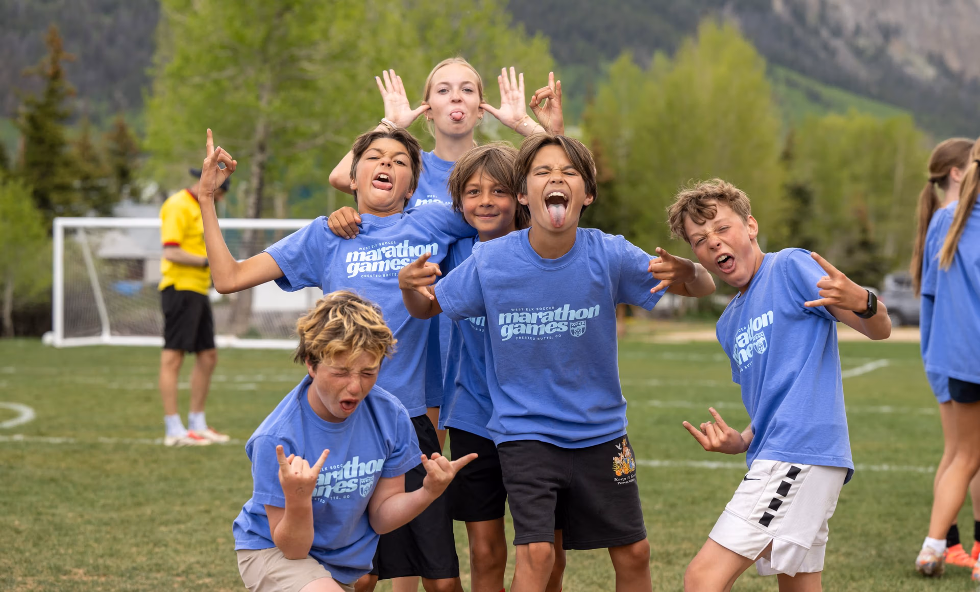Goofy group photo of WESA youth