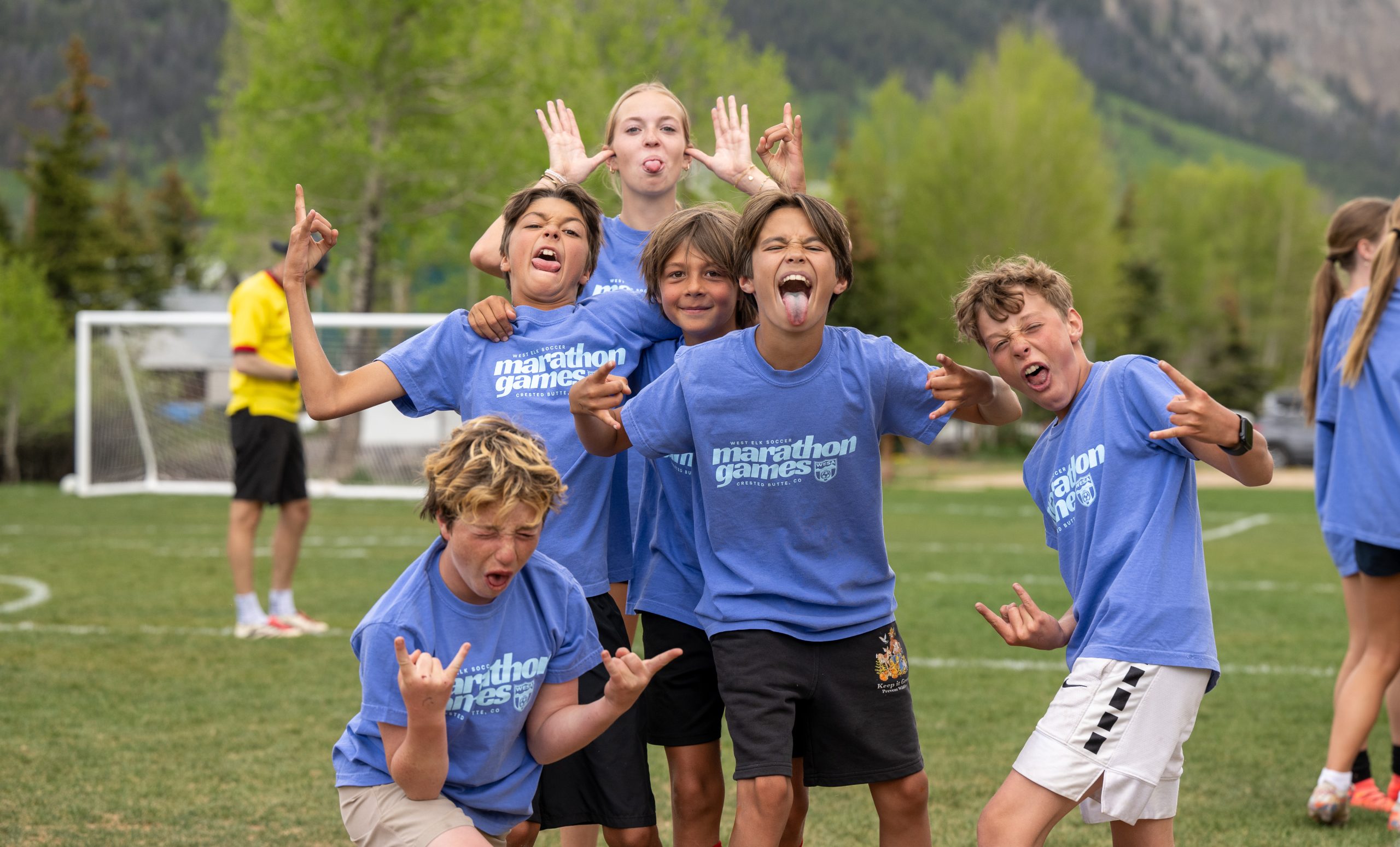 Goofy group photo of WESA youth
